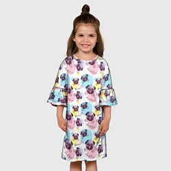 Платье клеш для девочки Милые Мопсики, цвет: 3D-принт — фото 2
