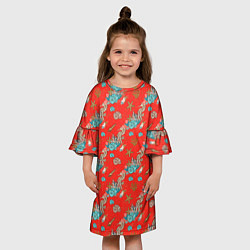 Платье клеш для девочки Морские коньки паттерн, цвет: 3D-принт — фото 2
