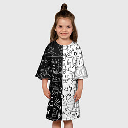 Платье клеш для девочки ЧЁРНО БЕЛЫЕ ФОРМУЛЫ ФИЗИКА МАТЕМАТИКА, цвет: 3D-принт — фото 2