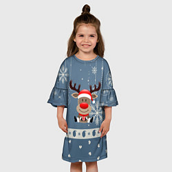 Платье клеш для девочки New Years Deer, цвет: 3D-принт — фото 2