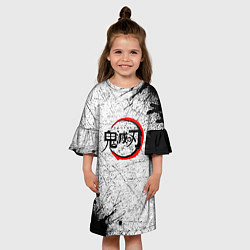 Платье клеш для девочки Клинок рассекающий демонов гранж, цвет: 3D-принт — фото 2
