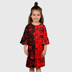 Платье клеш для девочки THE WITCHER LOGOBOMBING BLACK RED, цвет: 3D-принт — фото 2