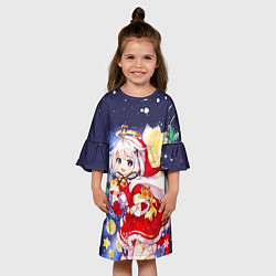 Платье клеш для девочки ПАЙМОН ГЕНШИН ИМПАКТ НОВОГОДНИЙ 2022, цвет: 3D-принт — фото 2