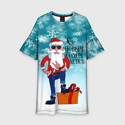 Платье клеш для девочки Hipster Santa 2022, цвет: 3D-принт