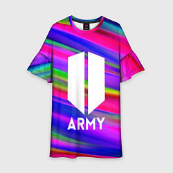 Платье клеш для девочки BTS ARMY RAIBOW, цвет: 3D-принт