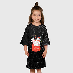 Платье клеш для девочки Котята новогодние, цвет: 3D-принт — фото 2