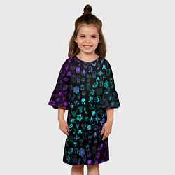 Платье клеш для девочки RAINBOW SIX SIEGE NEON PATTERN SYMBOL, цвет: 3D-принт — фото 2