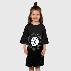 Платье клеш для девочки EXO BAND НЕОНОВЫЕ БРЫЗГИ КРАСОК, цвет: 3D-принт — фото 2
