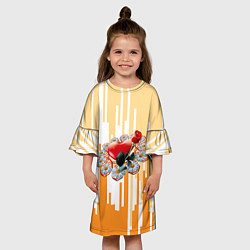 Платье клеш для девочки Сердечко-колечко, цвет: 3D-принт — фото 2