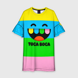 Платье клеш для девочки Toca Boca Logo Тока Бока, цвет: 3D-принт