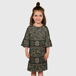 Платье клеш для девочки Вязанный камуфляж с цветами, цвет: 3D-принт — фото 2