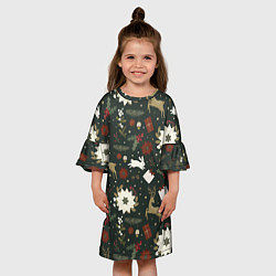 Платье клеш для девочки Олени Новый Год, цвет: 3D-принт — фото 2