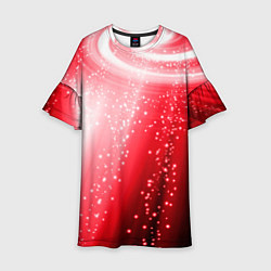 Платье клеш для девочки Красная космическая спираль, цвет: 3D-принт