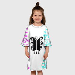 Платье клеш для девочки B T S Логотип в цвете, цвет: 3D-принт — фото 2