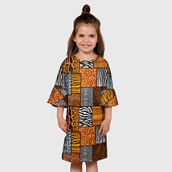 Платье клеш для девочки Тигр, полосы, 2022, цвет: 3D-принт — фото 2