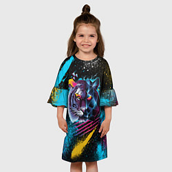 Платье клеш для девочки Забрызганный тигр, цвет: 3D-принт — фото 2