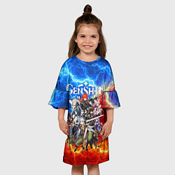 Платье клеш для девочки HEROES GENSHIN IMPACT ОГНЕННЫЕ МОЛНИИ, цвет: 3D-принт — фото 2