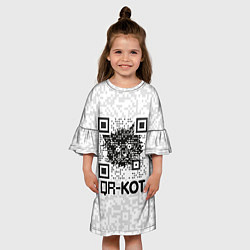 Платье клеш для девочки QR код котик, цвет: 3D-принт — фото 2