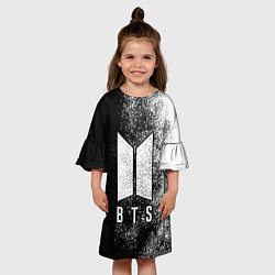 Платье клеш для девочки BTS ЧБ, цвет: 3D-принт — фото 2