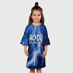 Платье клеш для девочки ACDC гроза с молнией, цвет: 3D-принт — фото 2