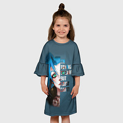 Платье клеш для девочки ARCANE League Of Legends JINX надпись, цвет: 3D-принт — фото 2