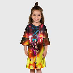Платье клеш для девочки ARCANE League Of Legends JINX взрыв, цвет: 3D-принт — фото 2