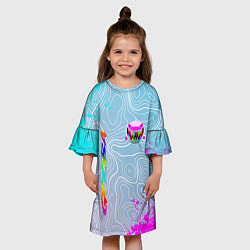 Платье клеш для девочки 6IX9INE Gooba Брызги, цвет: 3D-принт — фото 2
