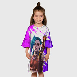 Платье клеш для девочки ДЕРЗКАЯ ДЖИНКС Arcane League Of Legends, цвет: 3D-принт — фото 2
