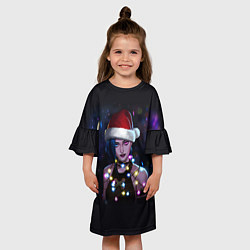 Платье клеш для девочки Джинкс в шапке Деда Мороза, цвет: 3D-принт — фото 2