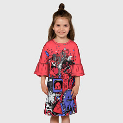 Платье клеш для девочки Веселые монстрики, цвет: 3D-принт — фото 2