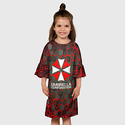 Платье клеш для девочки Umbrella Corporation соты, цвет: 3D-принт — фото 2