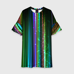 Платье клеш для девочки Свет неоновой радуги, цвет: 3D-принт