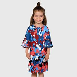 Платье клеш для девочки Красно-синий камуфляж, цвет: 3D-принт — фото 2