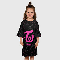 Платье клеш для девочки Twice с музыкальным фоном, цвет: 3D-принт — фото 2