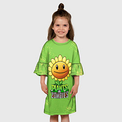 Платье клеш для девочки Подсолнух Plants vs Zombies, цвет: 3D-принт — фото 2
