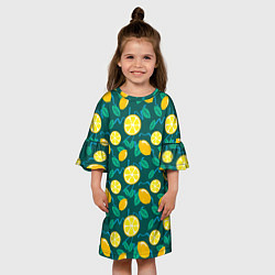 Платье клеш для девочки Цитрус паттерн, цвет: 3D-принт — фото 2