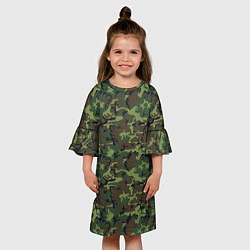 Платье клеш для девочки Камуфляж Нато Вудленд woodland, цвет: 3D-принт — фото 2