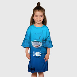 Платье клеш для девочки Акула смайл, цвет: 3D-принт — фото 2