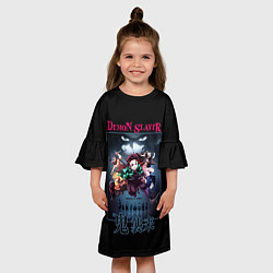 Платье клеш для девочки Клинок, рассекающий демонов - плакат, цвет: 3D-принт — фото 2