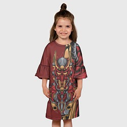 Платье клеш для девочки Красный робот, цвет: 3D-принт — фото 2