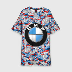 Платье клеш для девочки BMW M PATTERN LOGO, цвет: 3D-принт