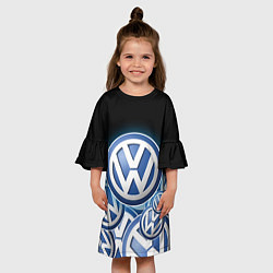 Платье клеш для девочки Volkswagen Большое лого паттерн, цвет: 3D-принт — фото 2