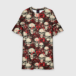 Платье клеш для девочки Кровавые Черепа Skulls, цвет: 3D-принт