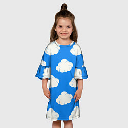 Платье клеш для девочки Облака на небе, цвет: 3D-принт — фото 2