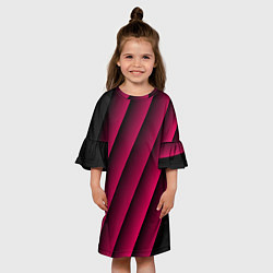 Платье клеш для девочки Red Stripe 3D Красные полосы, цвет: 3D-принт — фото 2