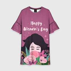 Платье клеш для девочки Happy Womens Day, цвет: 3D-принт