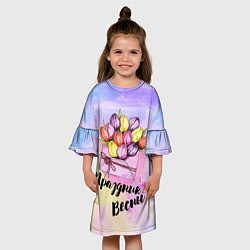 Платье клеш для девочки Письмо весны, цвет: 3D-принт — фото 2