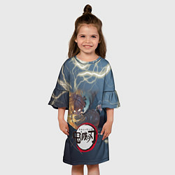 Платье клеш для девочки Клинок рассекающий демонов Зенитсу, цвет: 3D-принт — фото 2