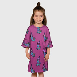 Платье клеш для девочки Фортнайт лама Fortnite lama, цвет: 3D-принт — фото 2