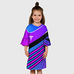 Платье клеш для девочки TESLA - NEON STYLE ТЕСЛА НЕОН, цвет: 3D-принт — фото 2